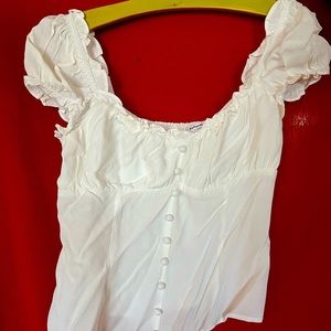 Reformation Cropped Blouse White Size 10